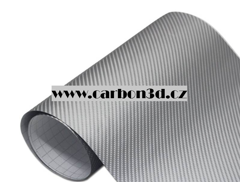 STŘÍBRNÁ 4D KARBON FOLIE S KANÁLKY V LEPIDLE 152cm x 4m