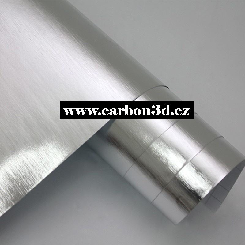 Lesklá broušená chrom 3D folie - 152cm x 20m (stříbrná)
