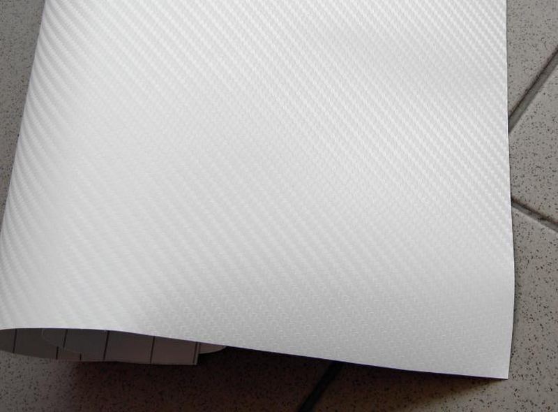 BÍLÁ 3D KARBON CARBON FOLIE S KANÁLKY V LEPIDLE  152cm x 3m