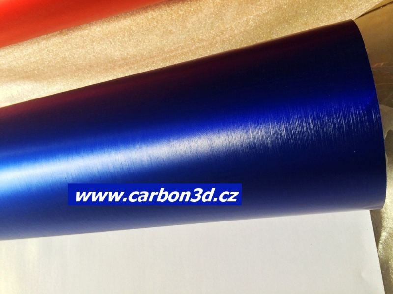 MODRÁ BROUŠENÁ CHROM METALICKÁ FOLIE 152cm x 10m