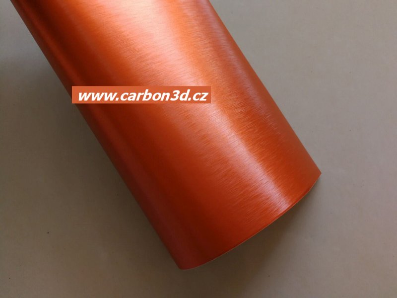 ORANŽOVÁ BROUŠENÁ CHROM METALICKÁ FOLIE 152cm x 15m