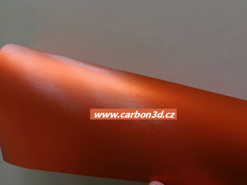 ORANŽOVÁ BROUŠENÁ CHROM METALICKÁ FOLIE 152cm x 5m