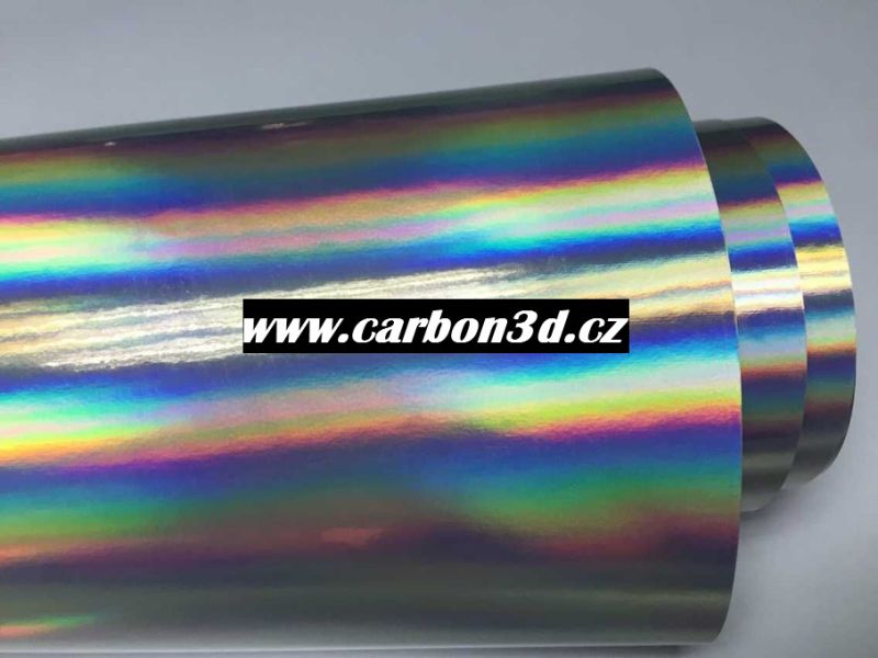 STŘÍBRNÁ DUHOVÁ CHROM 3D FOLIE 149cm x 30cm