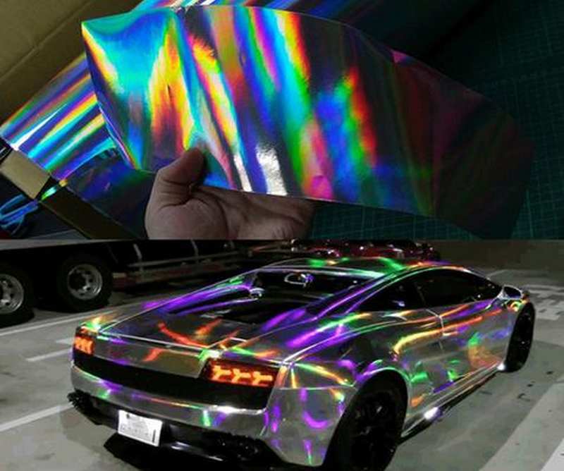 STŘÍBRNÁ DUHOVÁ CHROM 3D FOLIE 149cm x 2m