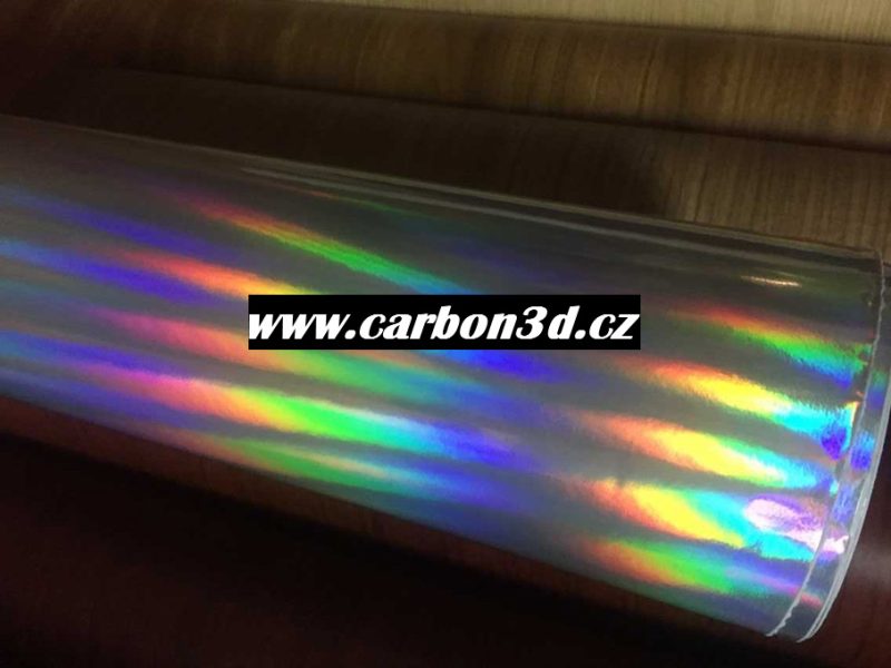 STŘÍBRNÁ DUHOVÁ CHROM 3D FOLIE 149cm x 2m