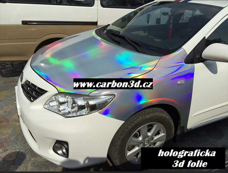 STŘÍBRNÁ DUHOVÁ CHROM 3D FOLIE 149cm x 2m