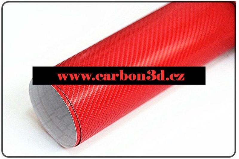 ČERVENÁ 4D KARBON FOLIE S KANÁLKY V LEPIDLE 152cm x 150cm