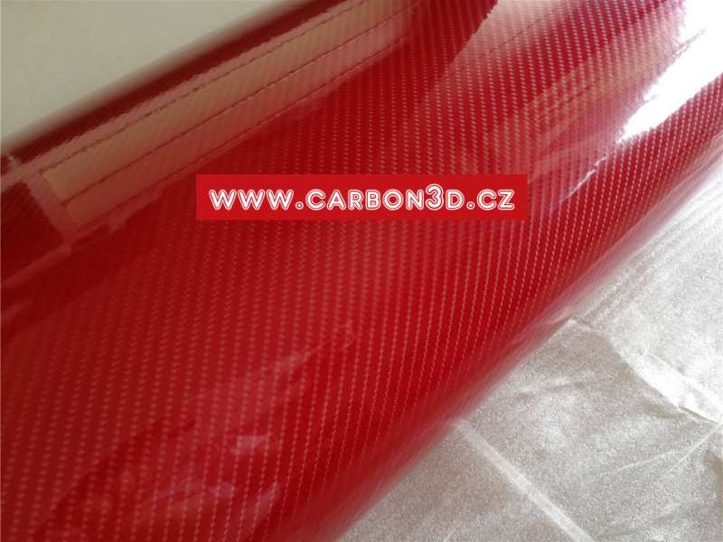 Červený extra lesklý 4D karbon 152cm x 18m
