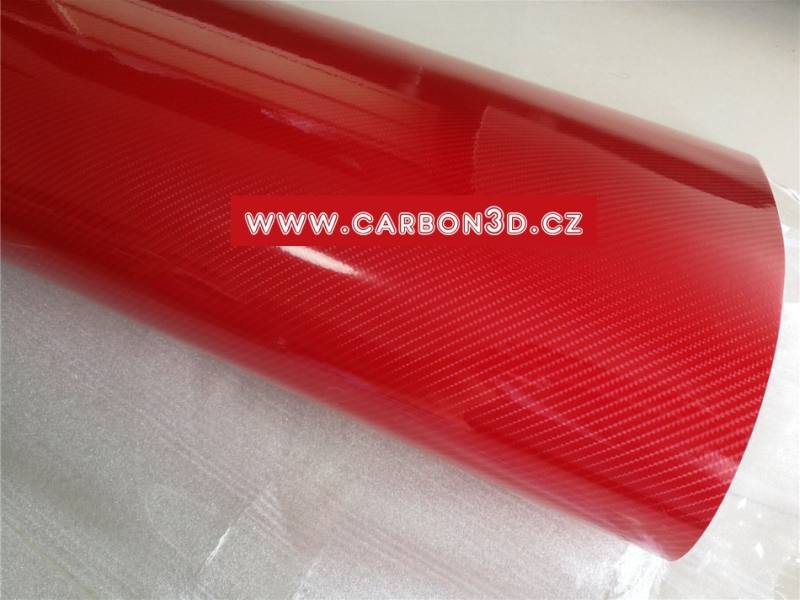 Červený extra lesklý 4D karbon 152cm x 18m