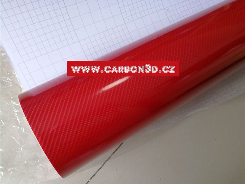 Červený extra lesklý 4D karbon 152cm x 18m