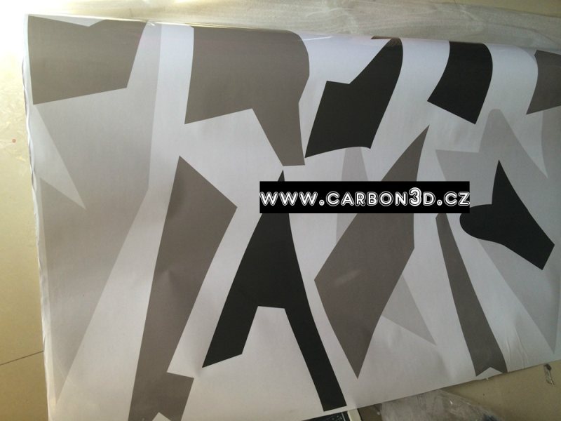 CAMO BÍLÁ/ČERNÁ/ŠEDÁ 3D FOLIE 152cm x 30m