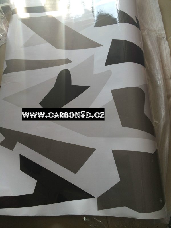 CAMO BÍLÁ/ČERNÁ/ŠEDÁ 3D FOLIE 152cm x 30m