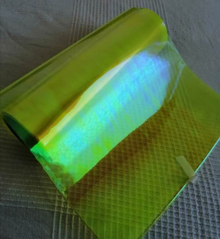 Fluorescentní žlutá chameleon folie na světla 30cm x 9m