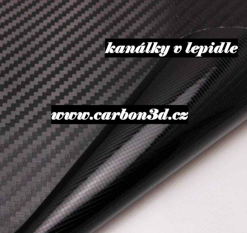 ČERNÁ 3D KARBON CARBON FOLIE S KANÁLKY V LEPIDLE 50cm x 30cm