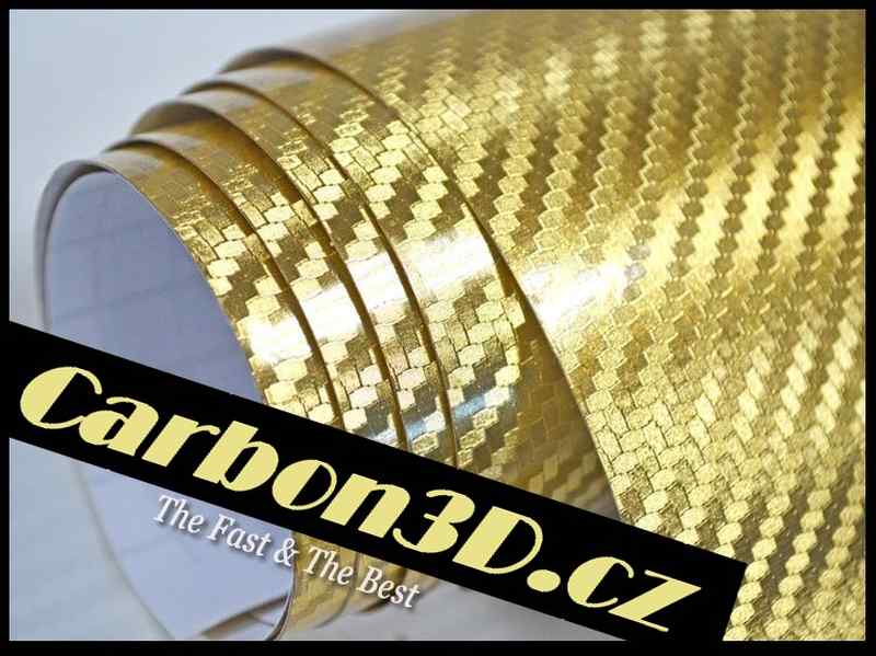 CHROM ZLATÁ KARBON 3D FOLIE - 152cm x 10m