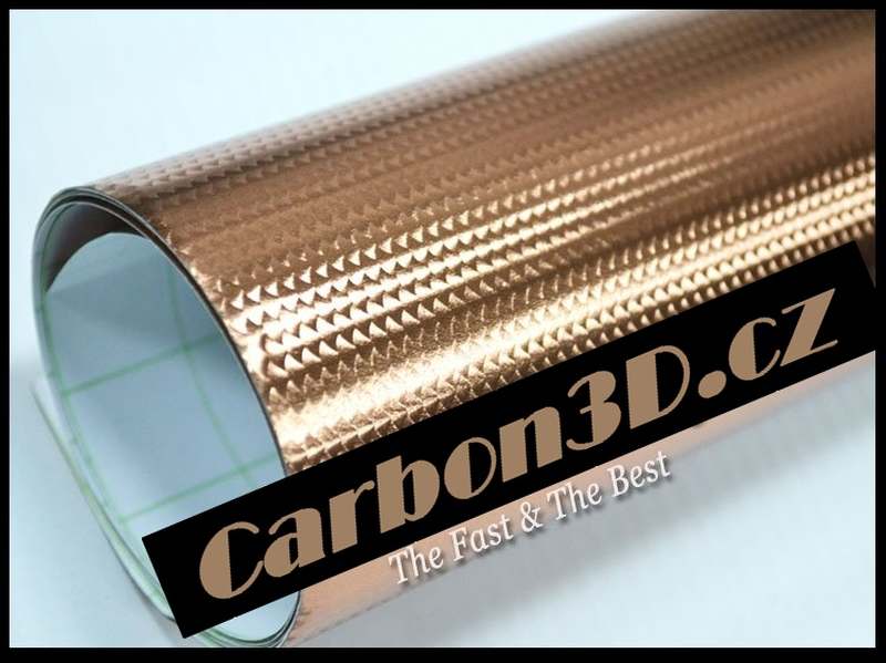 CHROM BRONZOVÁ FAN KARBON 3D FOLIE - 152cm x 10m