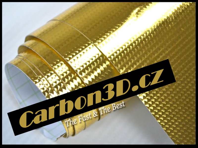 CHROM ZLATÁ FAN KARBON 3D FOLIE - 152cm x 10m