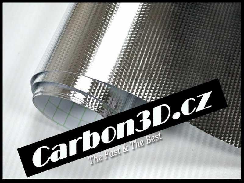 CHROM STŘÍBRNÁ FAN KARBON 3D FOLIE - 152cm x 10m
