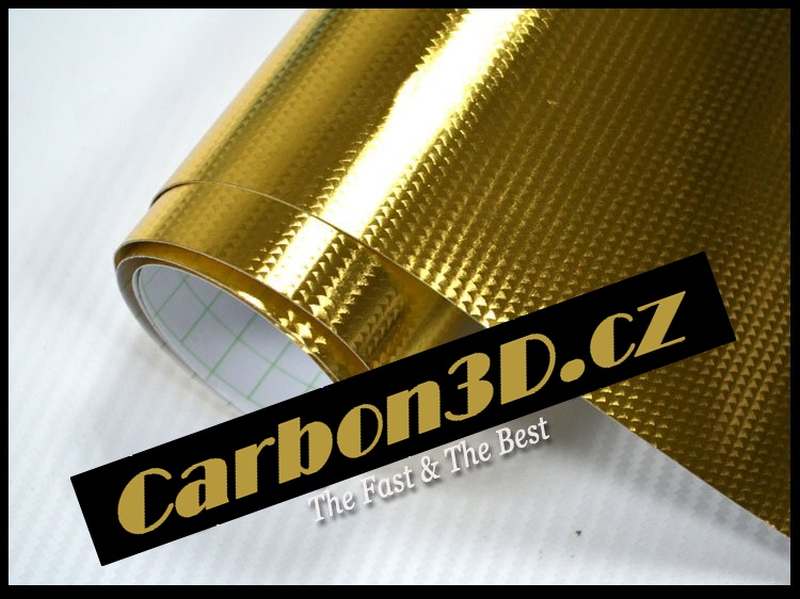 CHROM ZLATÁ FAN KARBON 3D FOLIE - 152cm x 10m