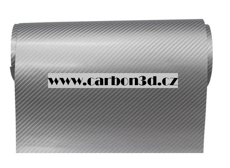 STŘÍBRNÁ 4D KARBON FOLIE S KANÁLKY V LEPIDLE 152cm x 1m