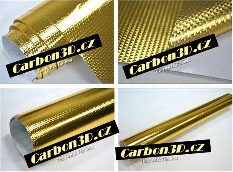 CHROM ZLATÁ FAN KARBON 3D FOLIE - 152cm x 10m