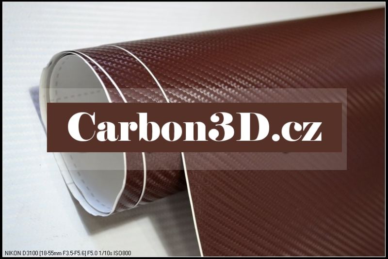 152cm x 15m HNĚDÁ CARBON KARBON FOLIE 3D - se vzduchovými kanálky
