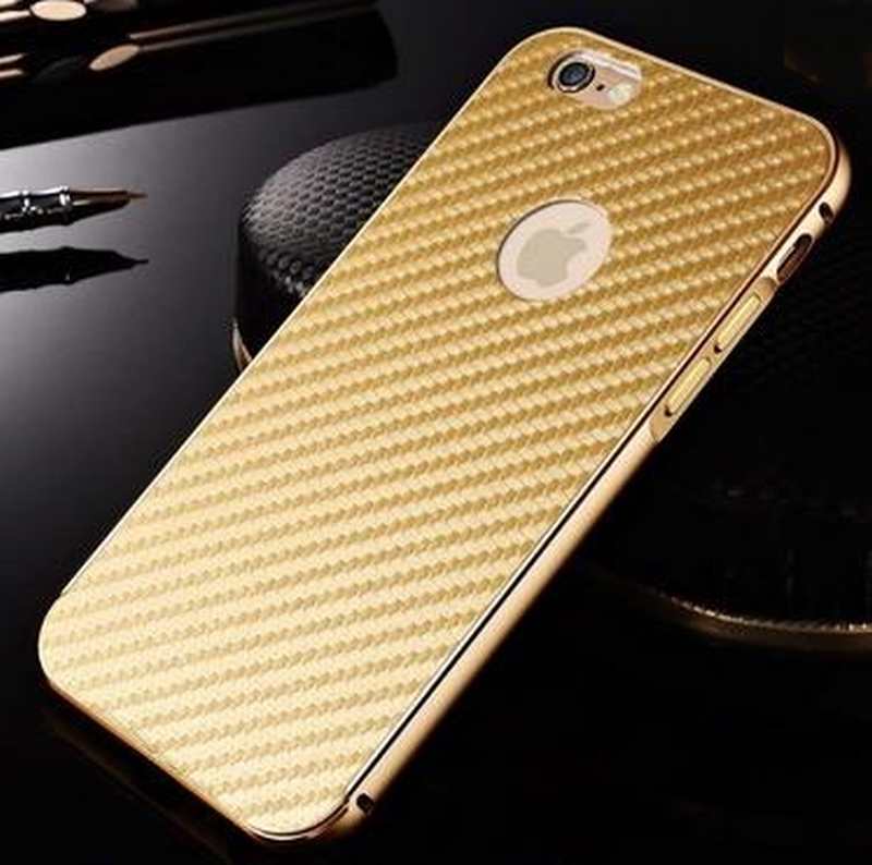 Zlatý bumper luxusní kryt 3D karbon pro iPhone 6 (4.7)