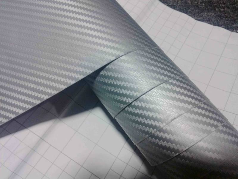 STŘÍBRNÁ 3D CARBON KARBON FOLIE - se vzduchovými kanálky 152cm x 1m