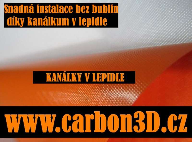 ORANŽOVÁ 3D KARBON CARBON FOLIE S KANÁLKY V LEPIDLE 152cm x 15m