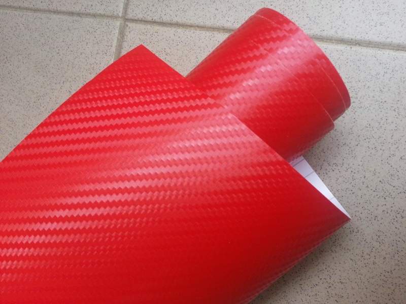 ČERVENÁ CARBON KARBON 3D FOLIE S KANÁLKY V LEPIDLE - 152cm x 1m