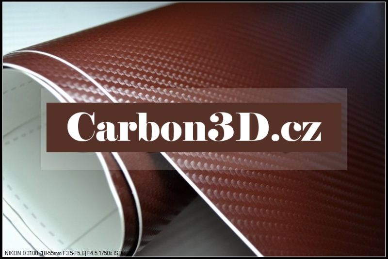 152cm x 20m HNĚDÁ CARBON KARBON FOLIE 3D - se vzduchovými kanálky