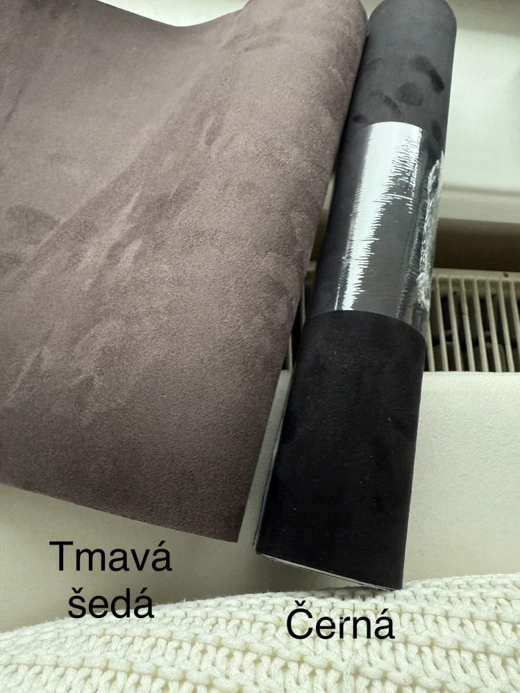 Tmavá šedá samolepicí látka (imitace Alcantary)