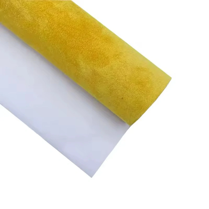 Žlutá samolepicí látka (imitace broušené kůže Alcantara) 152cm x 5m