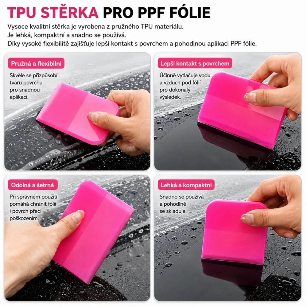 TPU aplikační stěrky na PPF fólie – sada 3 ks