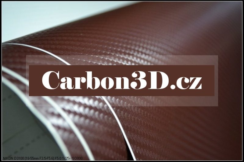 152cm x 15m HNĚDÁ CARBON KARBON FOLIE 3D - se vzduchovými kanálky