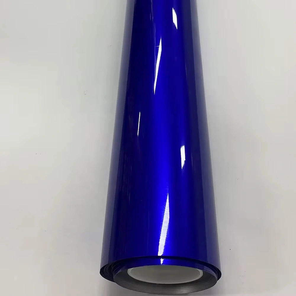 Modrá lesklá metalická 152cm x 1m