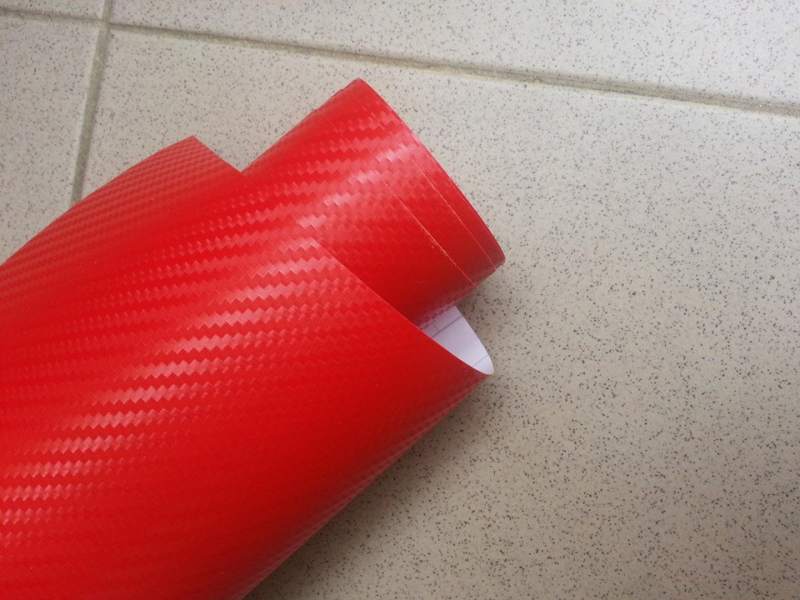 ČERVENÁ CARBON KARBON 3D FOLIE S KANÁLKY V LEPIDLE - 152cm x 1m