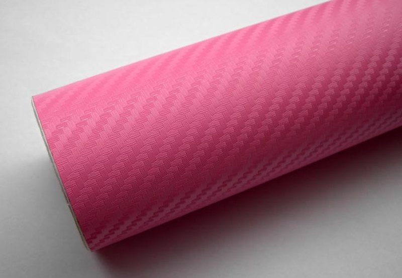 RŮŽOVÁ 3D KARBON CARBON FOLIE S KANÁLKY V LEPIDLE 152cm x 10m
