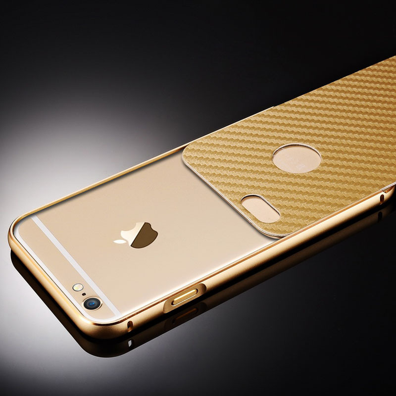 Zlatý bumper luxusní kryt 3D karbon pro iPhone 6 (4.7)