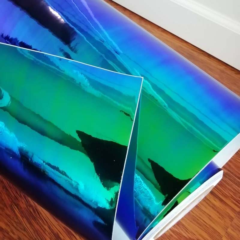 ZELENÁ / MODRÁ CHAMELEON CHROM FOLIE PREMIUM 135cm x 18m