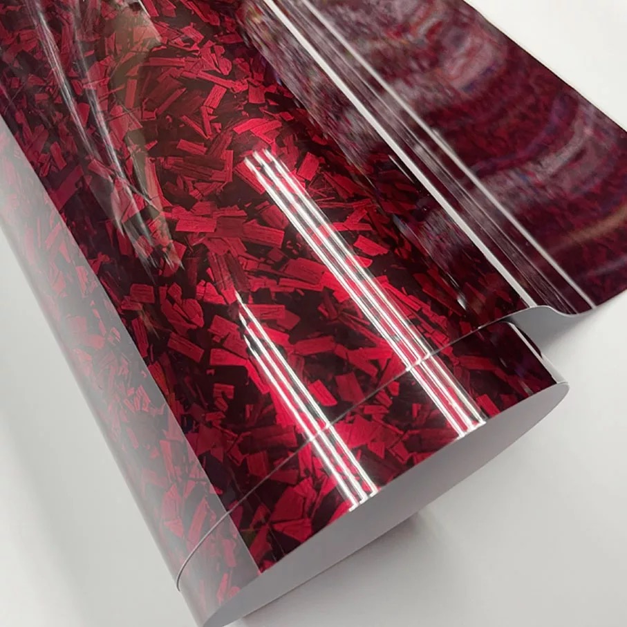 Lesklá 3D Forged karbonová folie Červená/Černá 1.52m x 3m