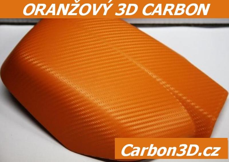 ORANŽOVÁ 3D KARBON CARBON FOLIE S KANÁLKY V LEPIDLE 152cm x 2m