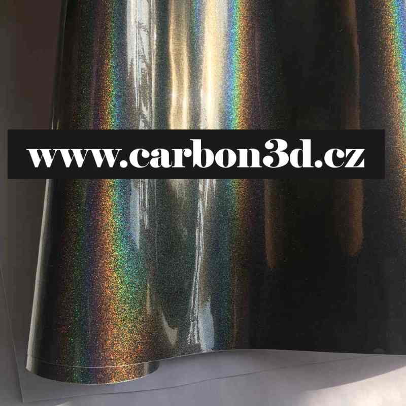 ČERNÁ LESKLÁ PSYCHEDELIC METALICKÁ FOLIE 152cm x 18m