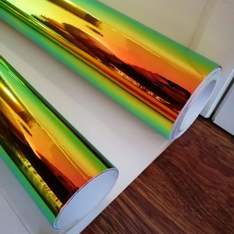 ZELENÁ / ORANŽOVÁ CHAMELEON CHROM FOLIE PREMIUM 135cm x 2m