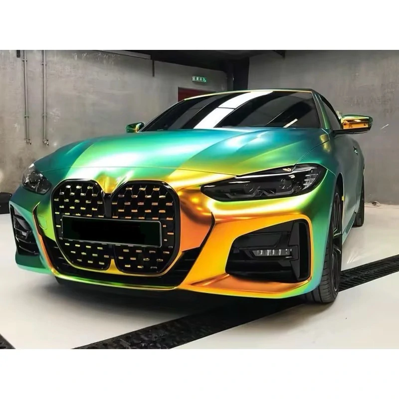 Matná Duhová Satin Electroplate Green 1.52m x 17m