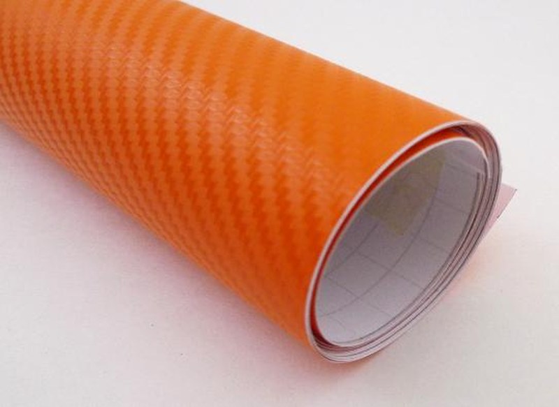 ORANŽOVÁ 3D KARBON CARBON FOLIE S KANÁLKY V LEPIDLE 152cm x 2m