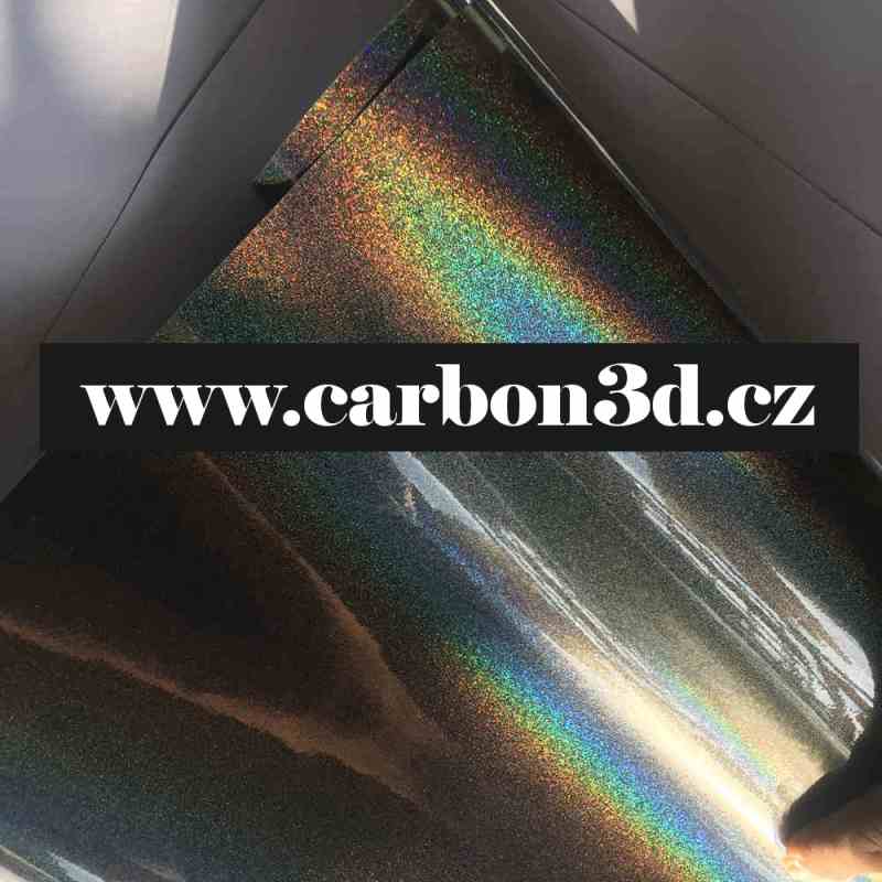 ČERNÁ LESKLÁ PSYCHEDELIC METALICKÁ FOLIE 152cm x 18m