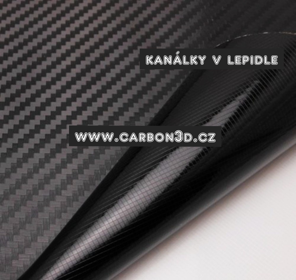 ČERNÁ 3D KARBON CARBON FOLIE S KANÁLKY V LEPIDLE 152cm x 1m
