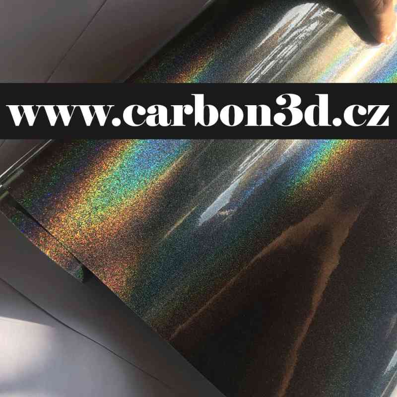 ČERNÁ LESKLÁ PSYCHEDELIC METALICKÁ FOLIE 152cm x 18m