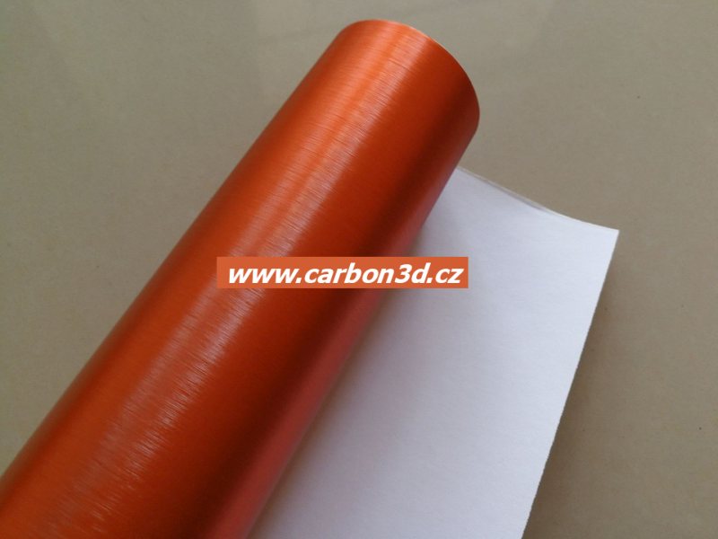 ORANŽOVÁ BROUŠENÁ CHROM METALICKÁ FOLIE 152cm x 10m